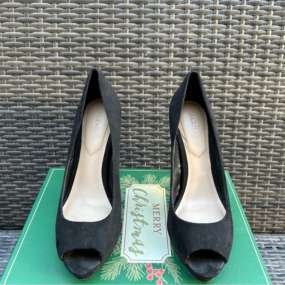Heels in Black with Pointed Toe and Stiletto Heel